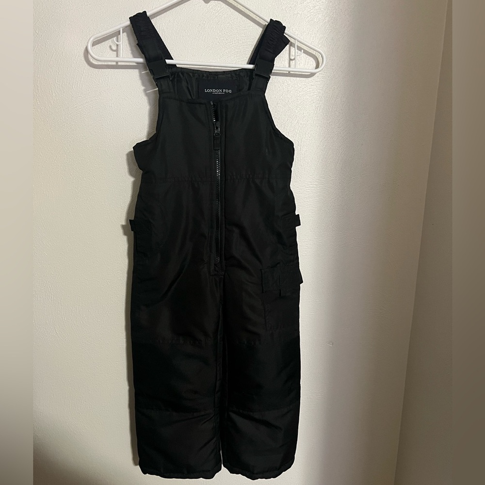 LONDON FOG Classic Heavyweight Winter Snow Bib Suit Adjustable Straps Black Sz S